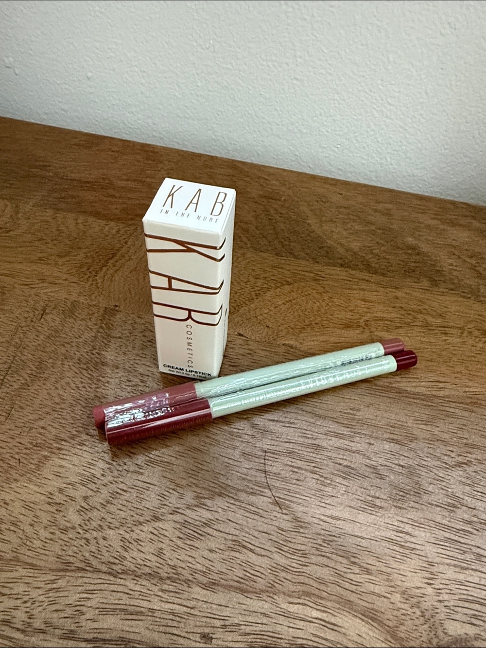 KAB cosmetics Cream Lipstick & Lip Liners Set in Deep Rose